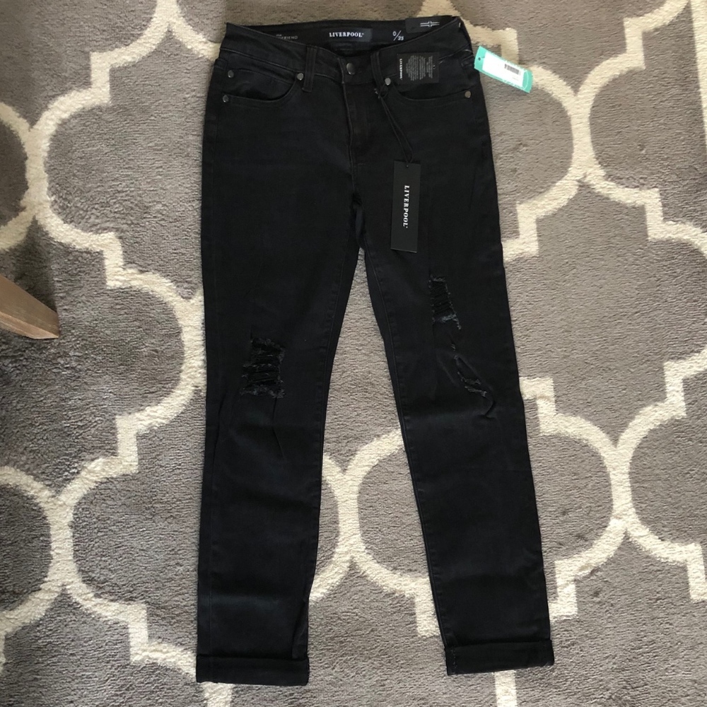 Liverpool Distressed Boyfriend Jean, Size 25, NWT